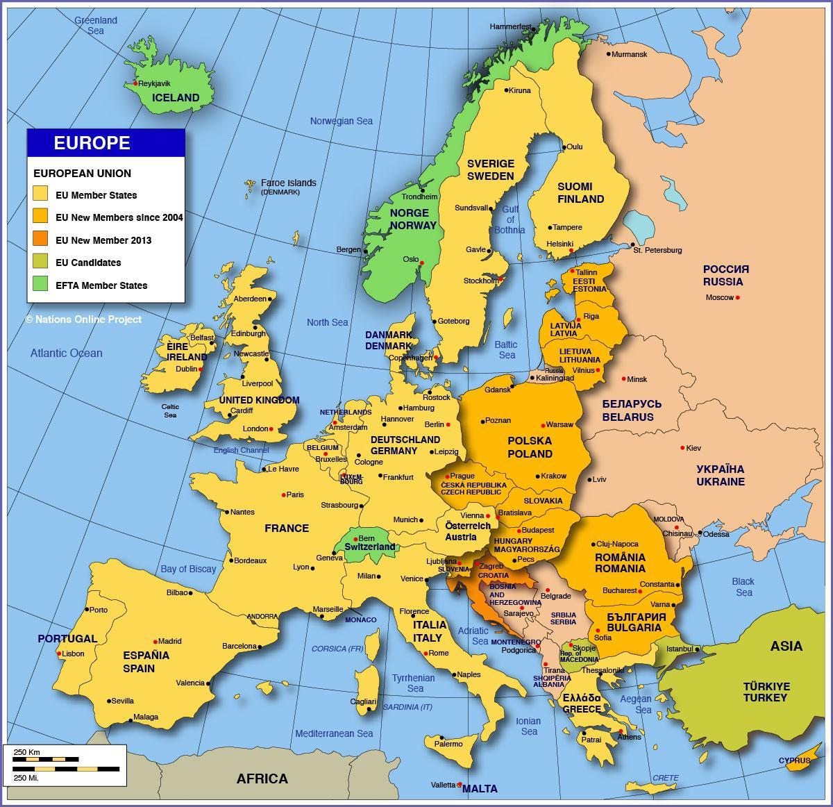 Москва на картата на Европа
