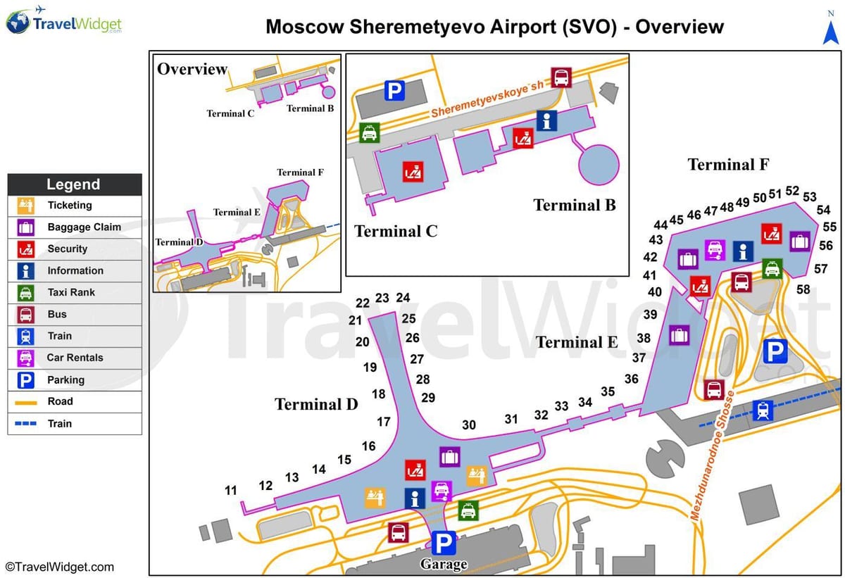 Москва на летище Шереметиево карта