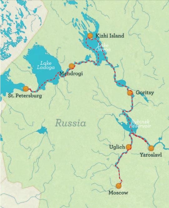 карта на Санкт-Петербург в Москва круиз