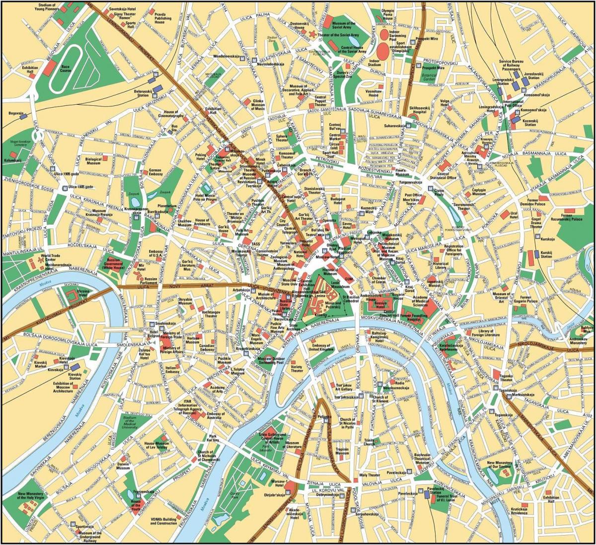 карта на Москва и на английски език