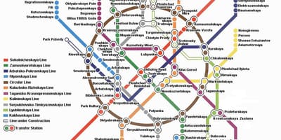 Московска карта на метрото и на английски език